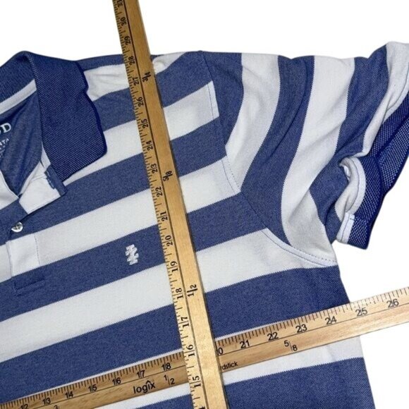 Izod Advantage Performance Natural Stretch Polo Shirt XXL Blue & White Striped - Picture 7 of 7